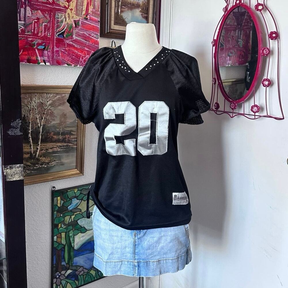reebok nfl raiders y2k black jersey top